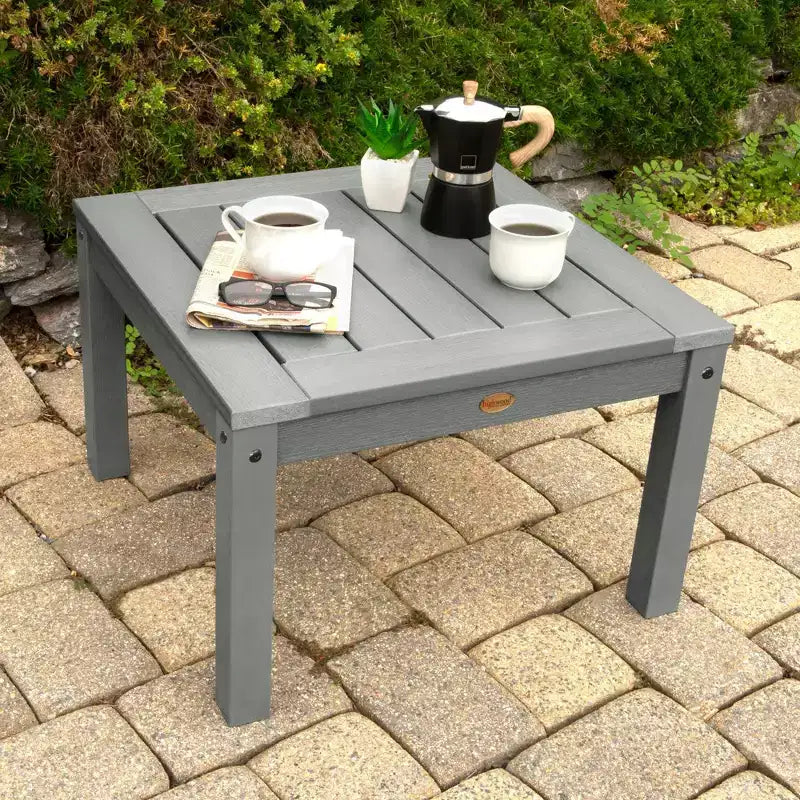 Set da esterno Lehigh 2 sedie a dondolo con 1 tavolino laterale Adirondack in teak costiero grigio - Highwood: Set mobili da giardino