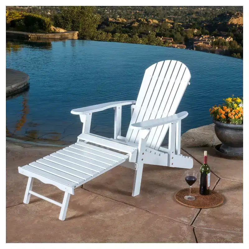 Sedia reclinabile Hayle Adirondack in legno con poggiapiedi - Bianca - Christopher Knight Home: Seduta da esterno per patio, resistente alle intemperie