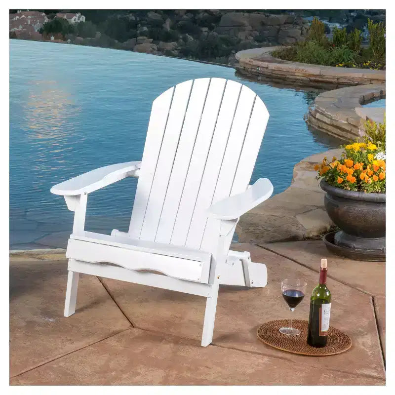 Sedia reclinabile Hayle Adirondack in legno con poggiapiedi - Bianca - Christopher Knight Home: Seduta da esterno per patio, resistente alle intemperie