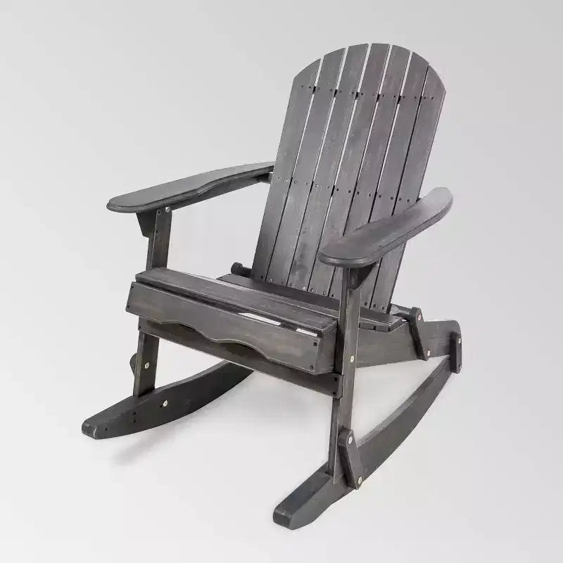 Malibu Acacia Wood Adirondack Rocking Chair Dark Gray - Christopher Knight Home: Weather-Resistant Patio Furniture