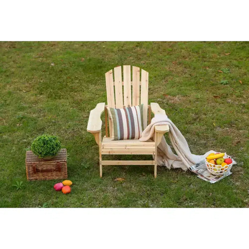 Adirondack Chair Wood - Patio Festival: Solid Fir, Outdoor Seating, Rustic Farmhouse Style, UV & Water-Resistant
