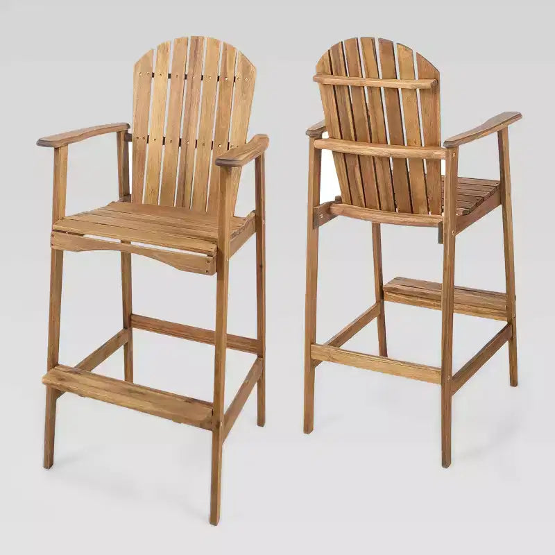 Sgabelli da bar Adirondack in legno di acacia Malibu, confezione da 2: resistenti alle intemperie, schienale alto - Christopher Knight Home