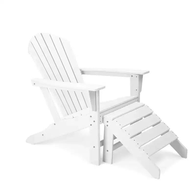 Set di 5 sedie Adirondack in HDPE con Pouf e Tavolino: Resistente alle intemperie - EDYO LIVING