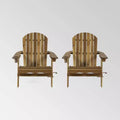 2pk Bellwood Outdoor Acacia Wood Folding Adirondack Chairs Natural - Christopher Knight Home: Weather-Resistant with Cup Holders
