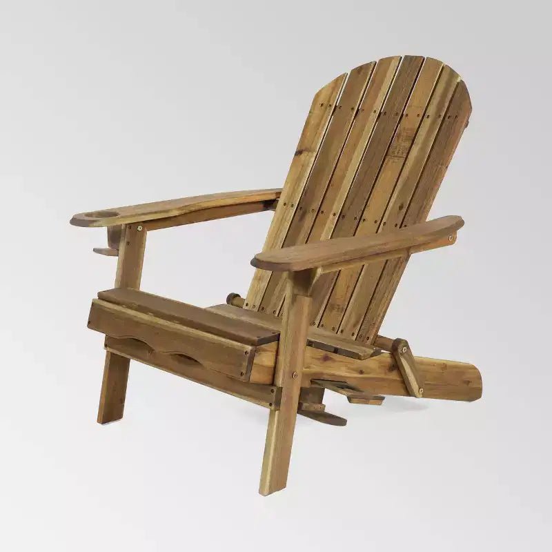 Set di 2 sedie Adirondack pieghevoli da esterno Bellwood in legno di acacia naturale - Christopher Knight Home: Resistenti alle intemperie con portabicchieri