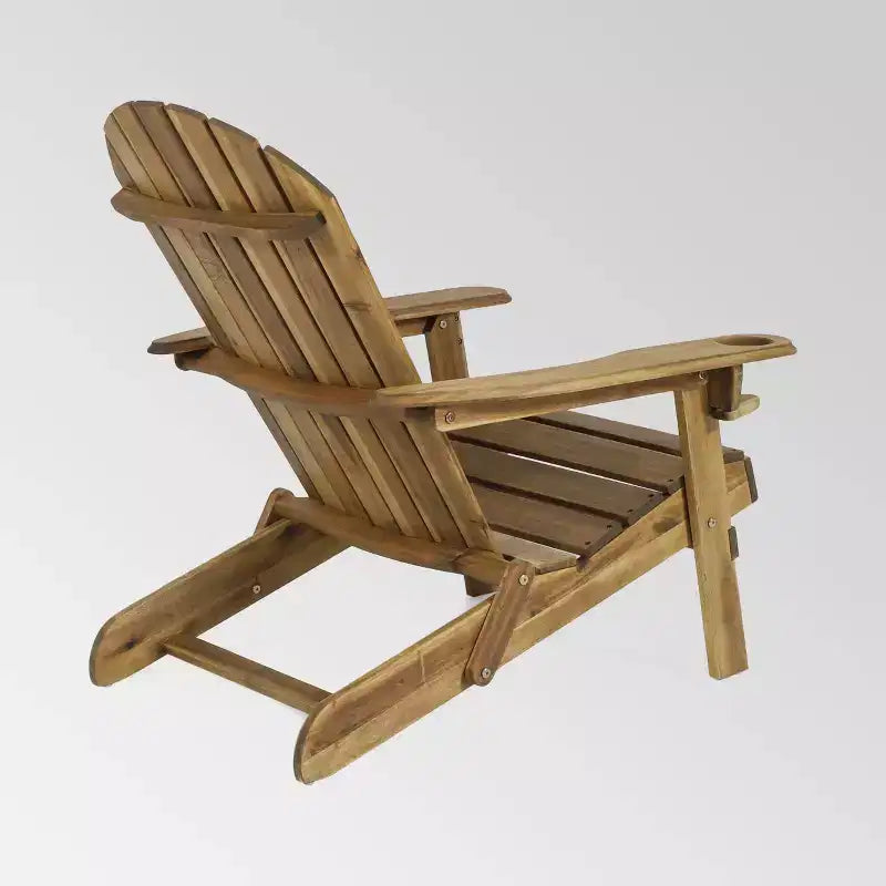Set di 2 sedie Adirondack pieghevoli da esterno Bellwood in legno di acacia naturale - Christopher Knight Home: Resistenti alle intemperie con portabicchieri