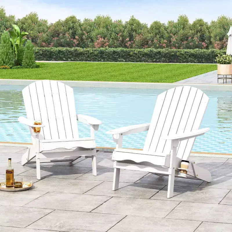 Confezione da 2 sedie Adirondack pieghevoli da esterno in legno di acacia Bellwood con portabicchieri - Christopher Knight Home
