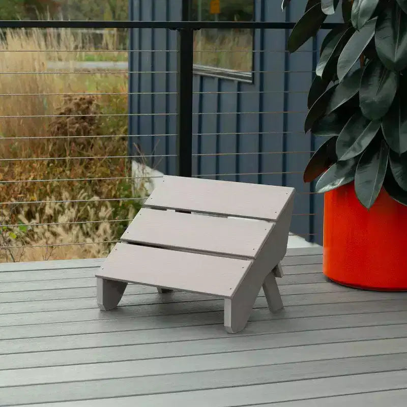 Italica Set 2 Pezzi Sedia Adirondack Moderna e Ottomana Pieghevole - Teak Costiero - highwood