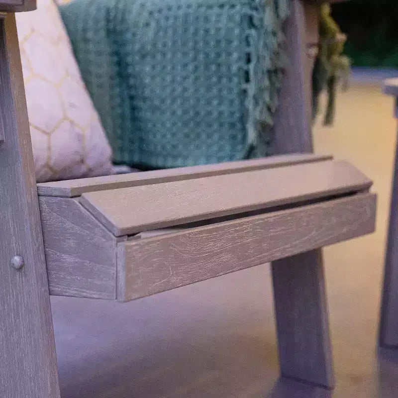 Poltrona Adirondack da esterno Sonoma Lane Channing in teak grigio invecchiato con portabicchieri – Resistente alle intemperie