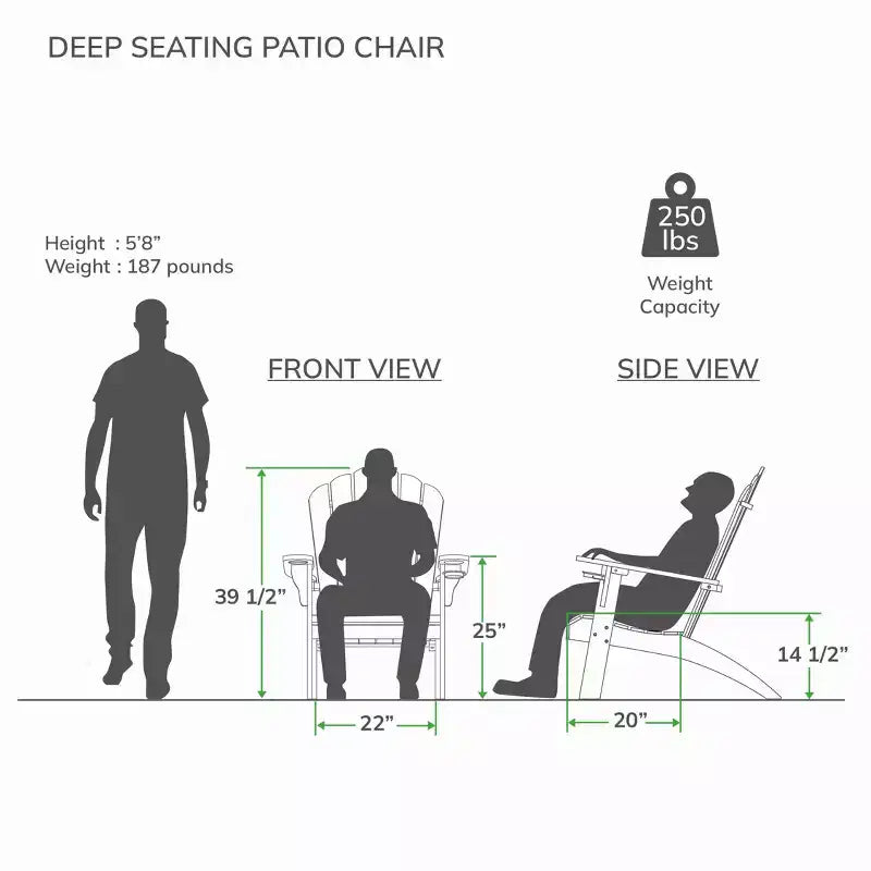 Poltrona Adirondack da esterno Sonoma Lane Channing in teak grigio invecchiato con portabicchieri – Resistente alle intemperie