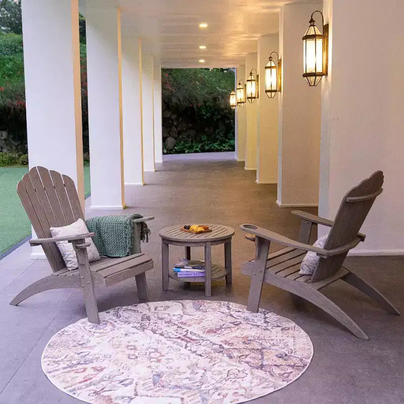 Poltrona Adirondack da esterno Sonoma Lane Channing in teak grigio invecchiato con portabicchieri – Resistente alle intemperie
