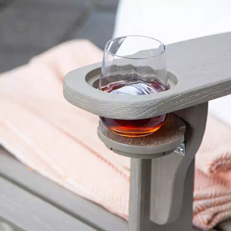 Poltrona Adirondack da esterno Sonoma Lane Channing in teak grigio invecchiato con portabicchieri – Resistente alle intemperie