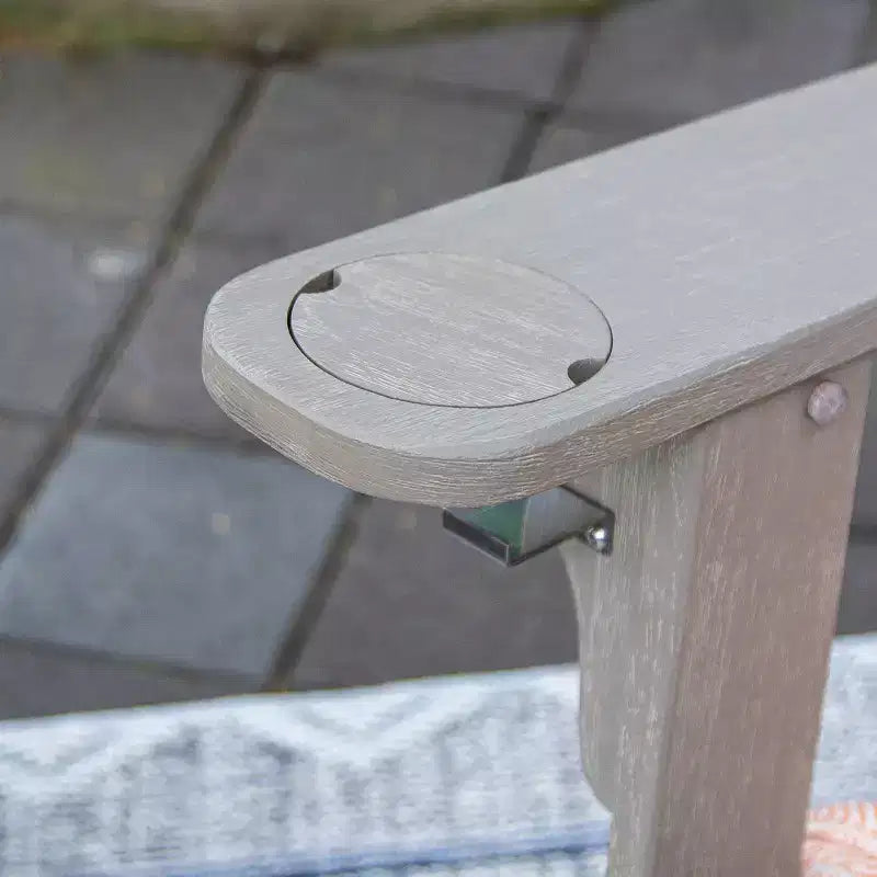 Poltrona Adirondack da esterno Sonoma Lane Channing in teak grigio invecchiato con portabicchieri – Resistente alle intemperie