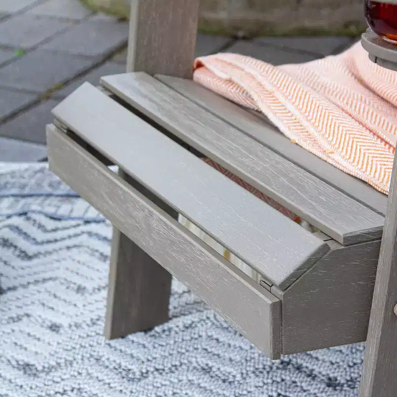 Poltrona Adirondack da esterno Sonoma Lane Channing in teak grigio invecchiato con portabicchieri – Resistente alle intemperie