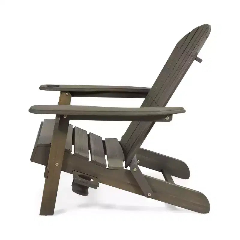 2 sedie pieghevoli Adirondack da esterno Bellwood in legno di acacia grigio - Christopher Knight Home: design rustico, portabicchieri