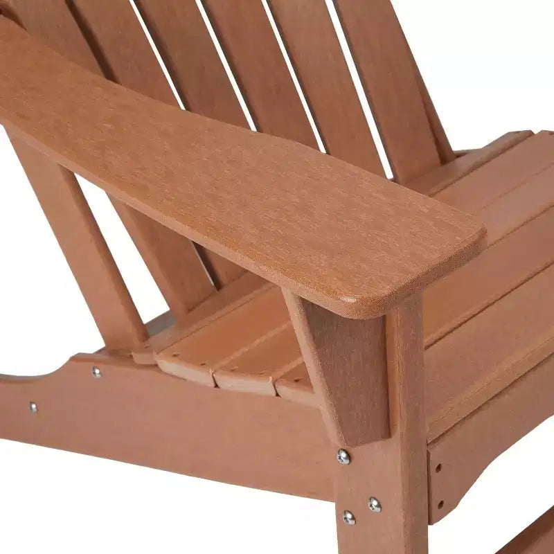 Set 3 Pezzi con Sedie Adirondack in Resina Plastica e Tavolino Laterale - Marrone - EDYO LIVING: Resistente agli Agenti Atmosferici, Telaio in HDPE, Stile Contemporaneo
