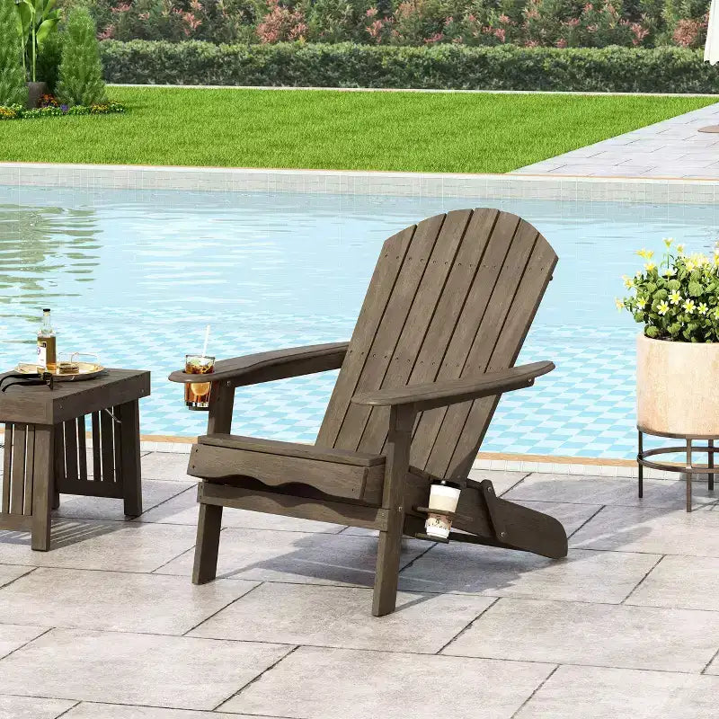 Bellwood Sedie Adirondack Pieghevoli da Esterno in Legno di Acacia Grigio - Christopher Knight Home: Sedia da Patio Resistente alle Intemperie con Portabicchieri