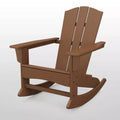 POLYWOOD Shawboro Outdoor Patio Adirondack Rocking Patio Accent Chair Teak