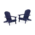 2pk Bellwood Outdoor Acacia Wood Folding Adirondack Chairs Navy: Cup Holders, Weather-Resistant - Christopher Knight Home