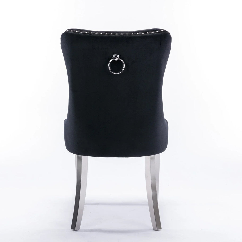 Upholstered Tufted Velvet Dining Chair with Solid Wood Legs Set of 6