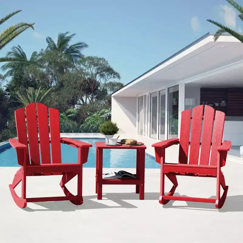 Hyleory Chaise à bascule extérieure en HDPE, Fauteuil de jardin Adirondack classique pour toutes les saisons