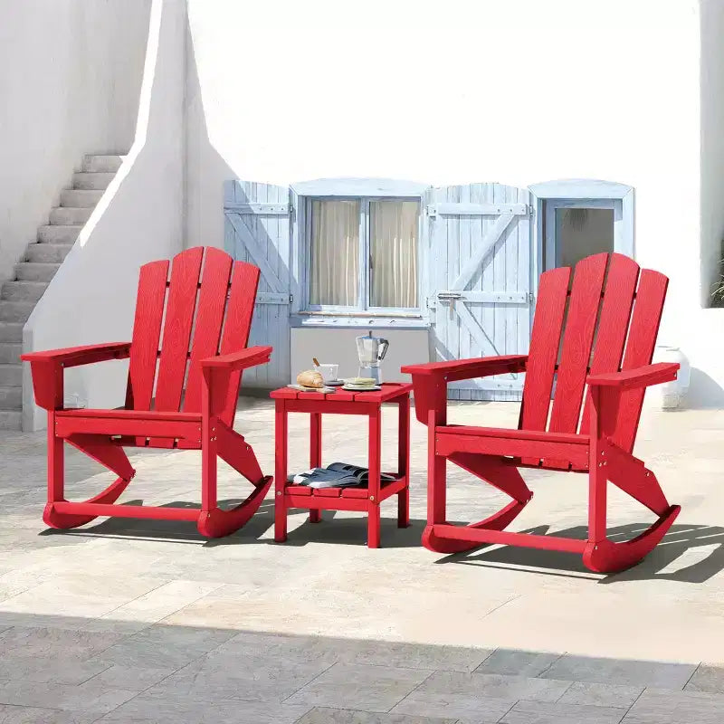 Hyleory Chaise à bascule extérieure en HDPE, Fauteuil de jardin Adirondack classique pour toutes les saisons