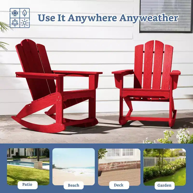 Hyleory Chaise à bascule extérieure en HDPE, Fauteuil de jardin Adirondack classique pour toutes les saisons