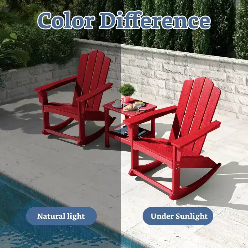 Hyleory Chaise à bascule extérieure en HDPE, Fauteuil de jardin Adirondack classique pour toutes les saisons