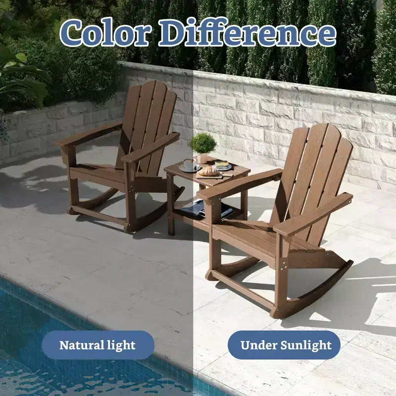 Hyleory Chaise à bascule extérieure en HDPE, Fauteuil de jardin Adirondack classique pour toutes les saisons