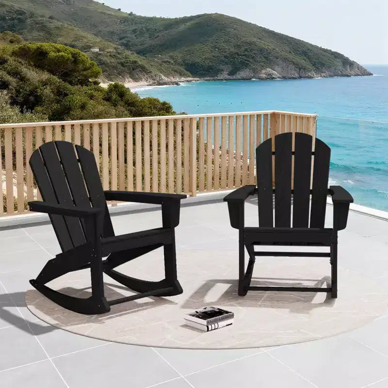 Hyleory Chaise à bascule extérieure en HDPE, Fauteuil de jardin Adirondack classique pour toutes les saisons
