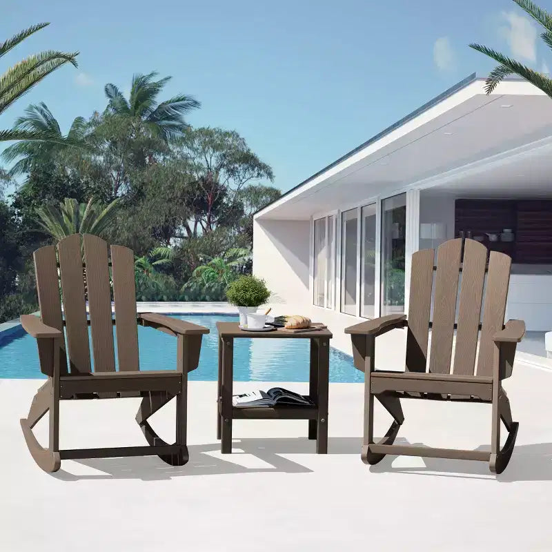 Hyleory Chaise à bascule extérieure en HDPE, Fauteuil de jardin Adirondack classique pour toutes les saisons