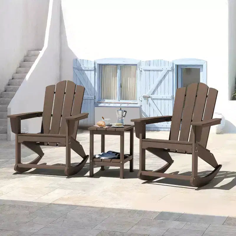 Hyleory Chaise à bascule extérieure en HDPE, Fauteuil de jardin Adirondack classique pour toutes les saisons