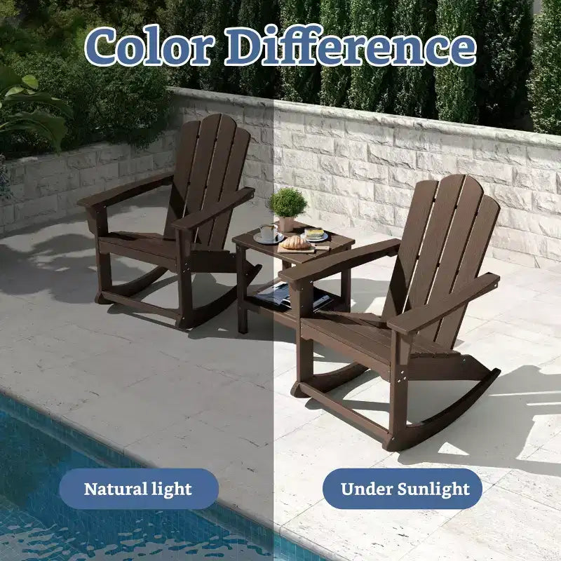 Hyleory Chaise à bascule extérieure en HDPE, Fauteuil de jardin Adirondack classique pour toutes les saisons
