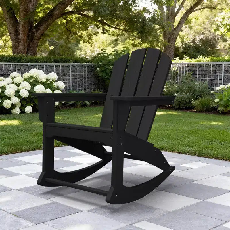 Hyleory Chaise à bascule extérieure en HDPE, Fauteuil de jardin Adirondack classique pour toutes les saisons