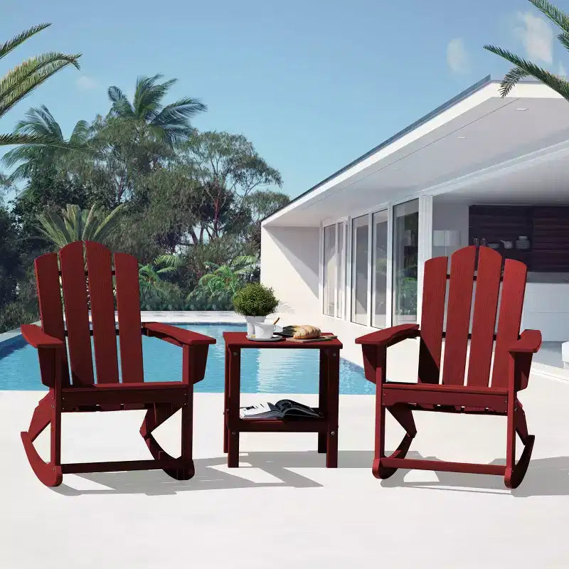 Hyleory Chaise à bascule extérieure en HDPE, Fauteuil de jardin Adirondack classique pour toutes les saisons