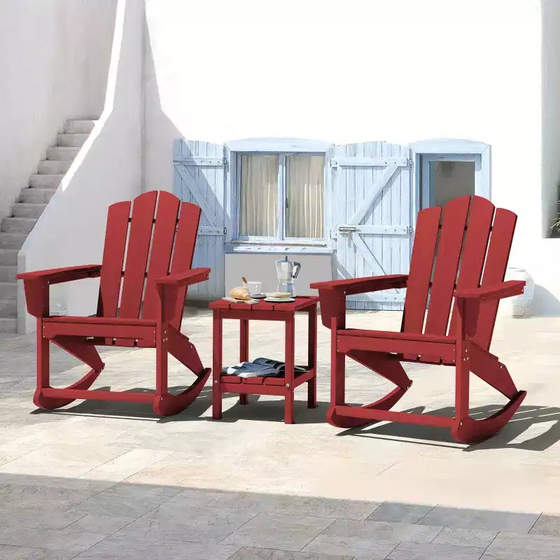 Hyleory Chaise à bascule extérieure en HDPE, Fauteuil de jardin Adirondack classique pour toutes les saisons