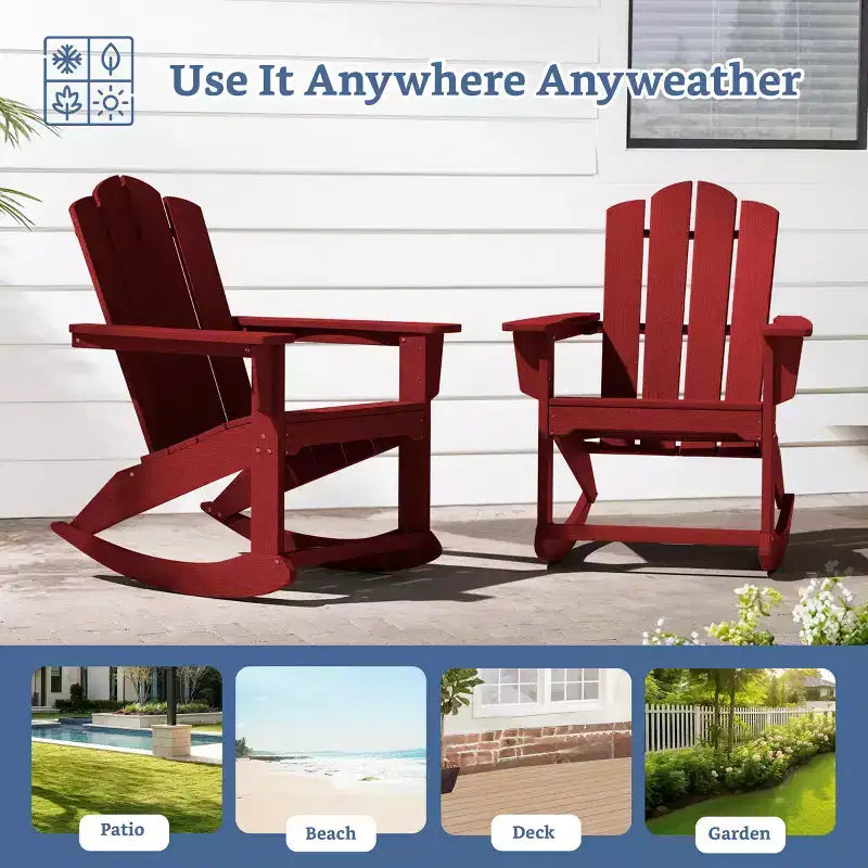 Hyleory Chaise à bascule extérieure en HDPE, Fauteuil de jardin Adirondack classique pour toutes les saisons