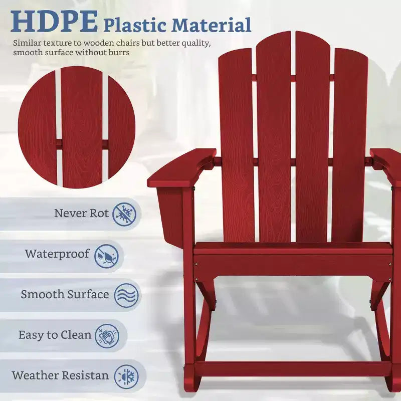 Hyleory Chaise à bascule extérieure en HDPE, Fauteuil de jardin Adirondack classique pour toutes les saisons