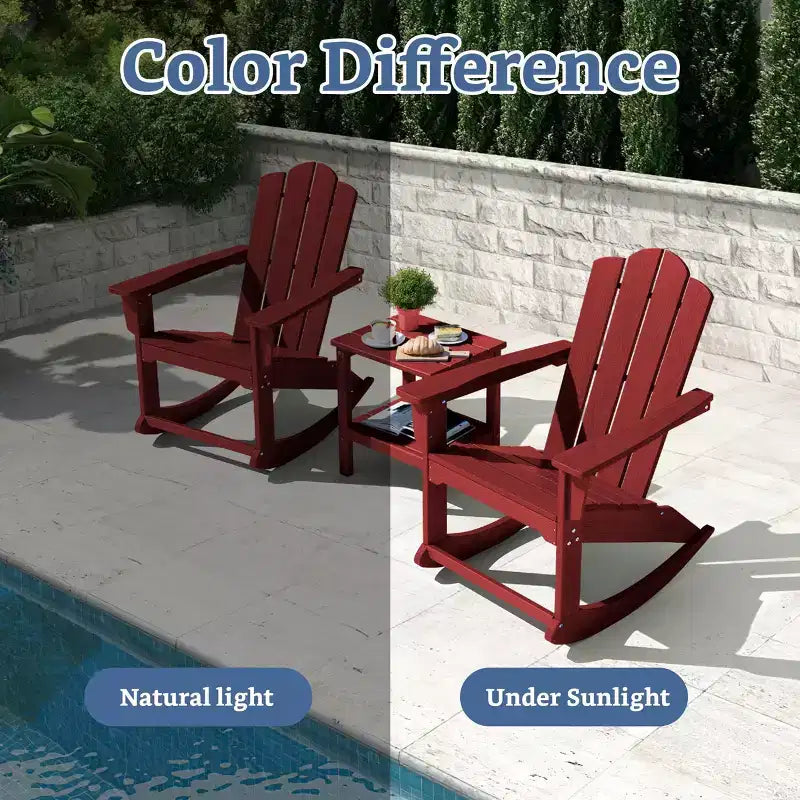 Hyleory Chaise à bascule extérieure en HDPE, Fauteuil de jardin Adirondack classique pour toutes les saisons