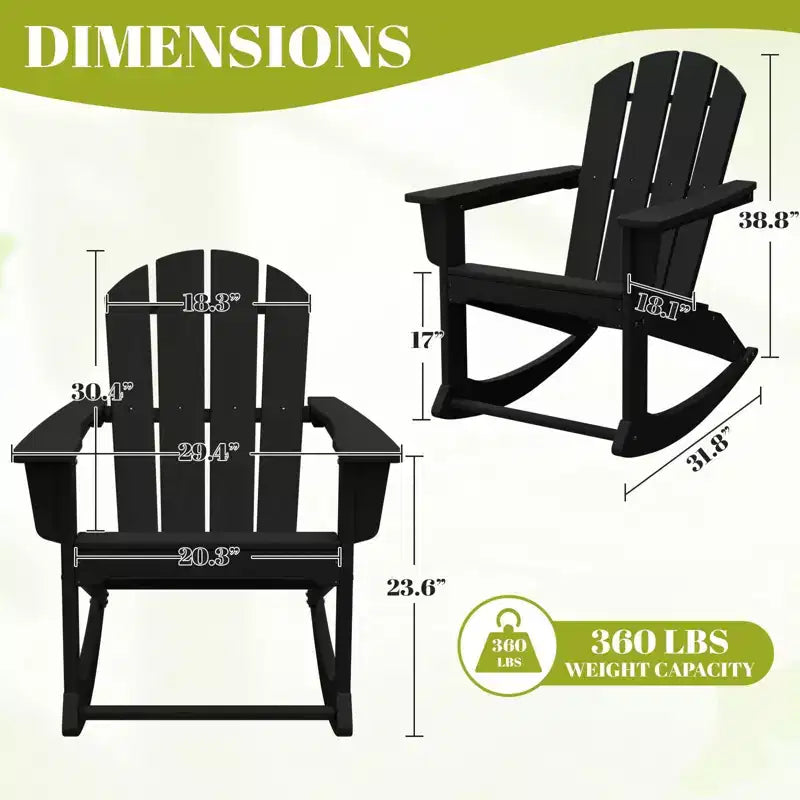 Hyleory Chaise à bascule extérieure en HDPE, Fauteuil de jardin Adirondack classique pour toutes les saisons