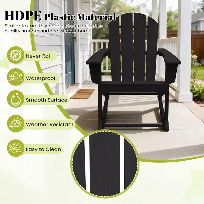Hyleory Chaise à bascule extérieure en HDPE, Fauteuil de jardin Adirondack classique pour toutes les saisons