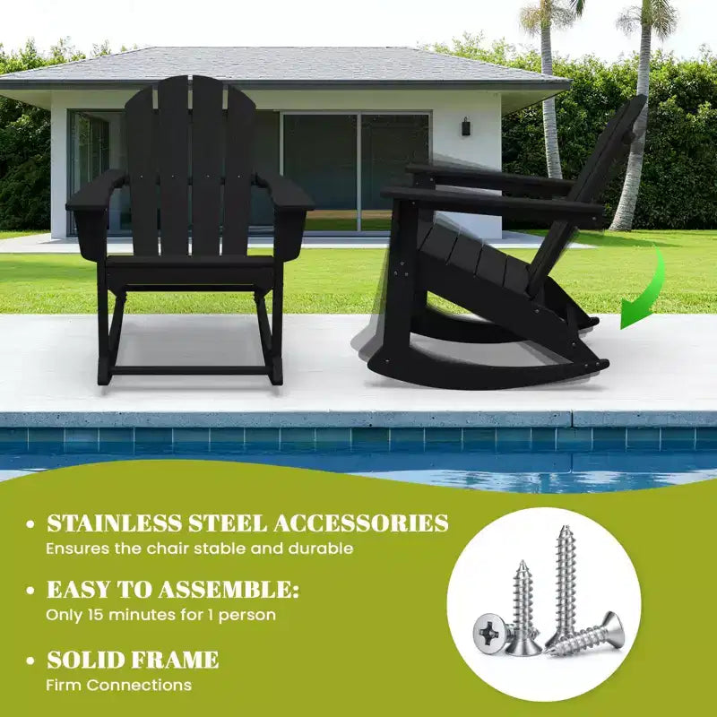 Hyleory Chaise à bascule extérieure en HDPE, Fauteuil de jardin Adirondack classique pour toutes les saisons