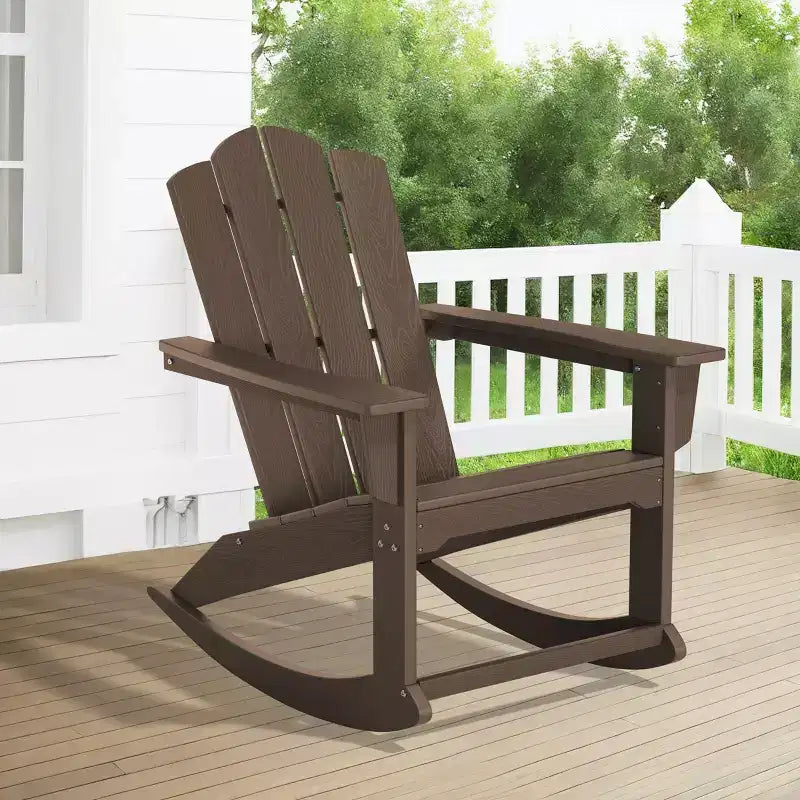Hyleory Chaise à bascule extérieure en HDPE, Fauteuil de jardin Adirondack classique pour toutes les saisons