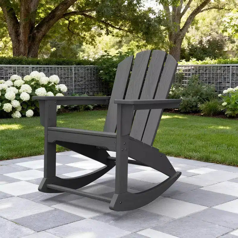 Hyleory Chaise à bascule extérieure en HDPE, Fauteuil de jardin Adirondack classique pour toutes les saisons