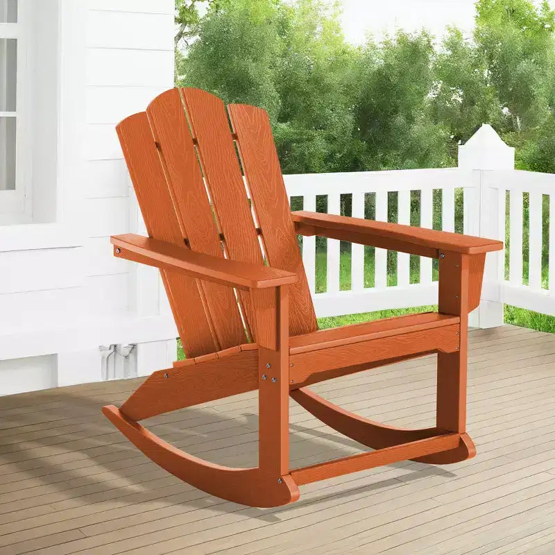Hyleory Chaise à bascule extérieure en HDPE, Fauteuil de jardin Adirondack classique pour toutes les saisons