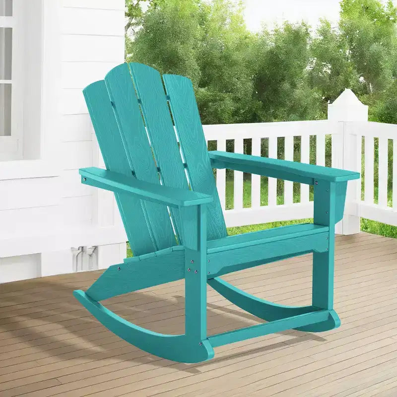 Hyleory Chaise à bascule extérieure en HDPE, Fauteuil de jardin Adirondack classique pour toutes les saisons