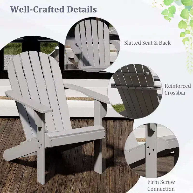 Sedia Adirondack da Esterno Costway con Sedile Inclinato, Schienale Alto e Braccioli Ampi Bianco/Blu/Grigio/Rosso