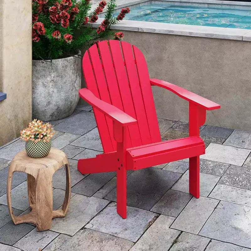 Sedia Adirondack da Esterno Costway con Sedile Inclinato, Schienale Alto e Braccioli Ampi Bianco/Blu/Grigio/Rosso