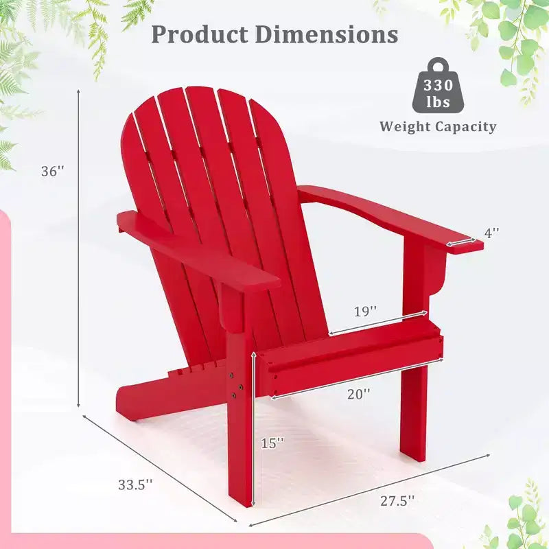 Sedia Adirondack da Esterno Costway con Sedile Inclinato, Schienale Alto e Braccioli Ampi Bianco/Blu/Grigio/Rosso