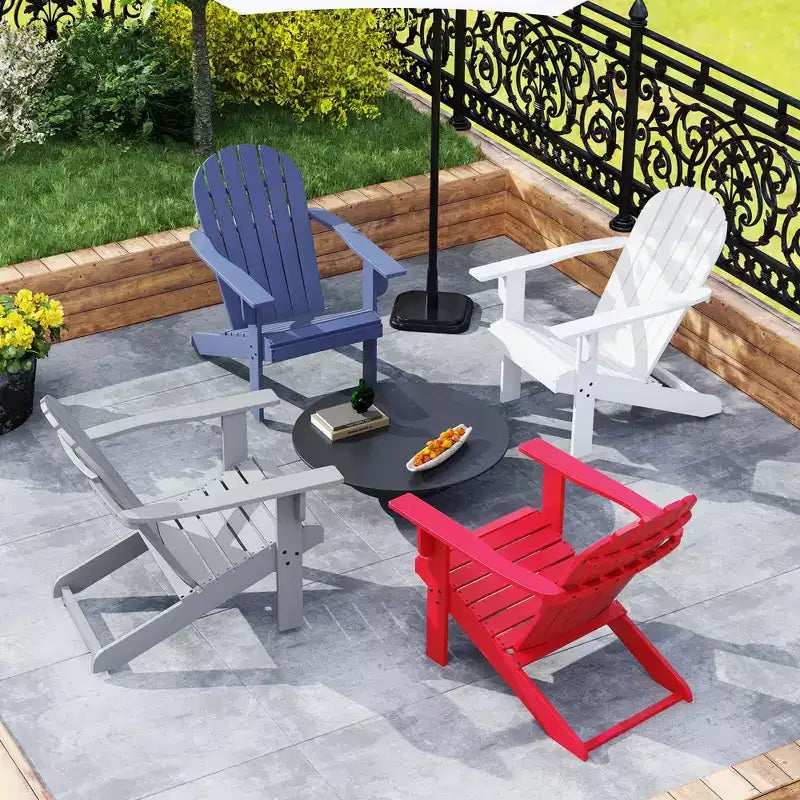 Sedia Adirondack da Esterno Costway con Sedile Inclinato, Schienale Alto e Braccioli Ampi Bianco/Blu/Grigio/Rosso